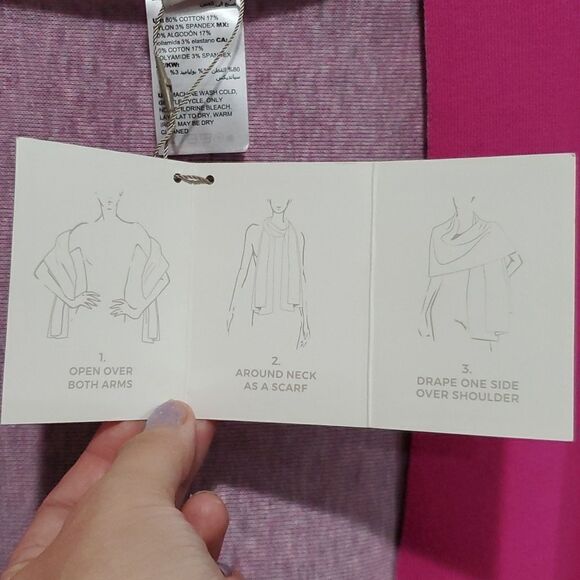 Chicos 4 Way Travel Wrap Cape in Reversible Pink One Size Fits Most - Picture 14 of 16